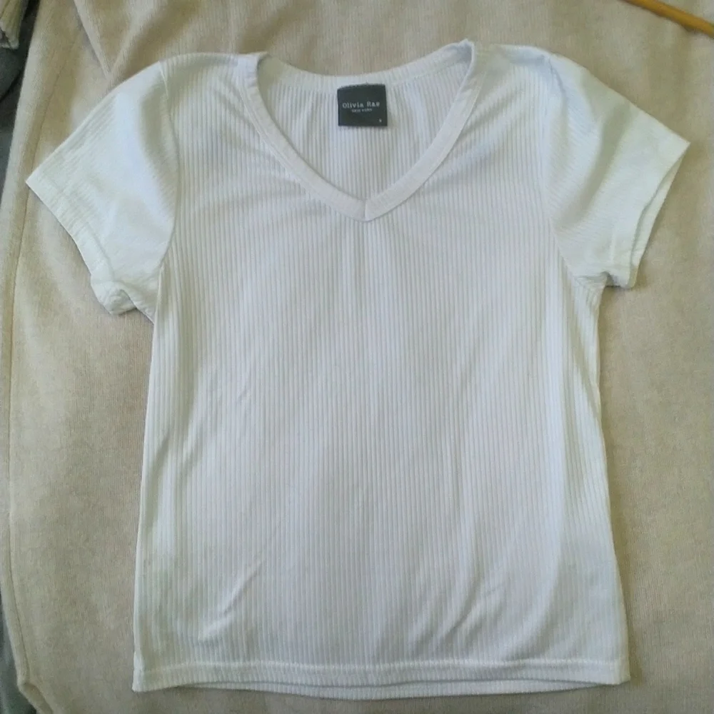 White V-Neck T-Shirt - Picture 1 of 5